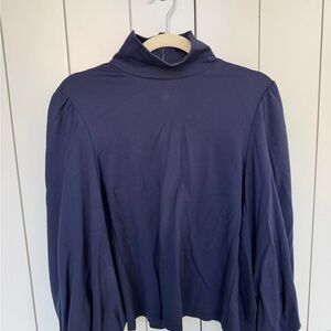 Elegant Navy High-Neck Women's Blouse